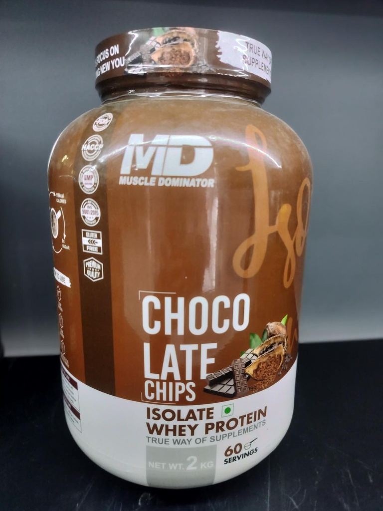 Muscle dominator Isolate Whey Protein | 28 G Protein | 6 G BCAA (Choco Late Chips)